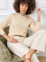 Cotton Traders Brown Fine Knit Crew Neck Jumper - Image 3 of 4