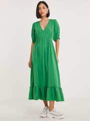 Simply Be Green Textured Midi Dress - Image 1 of 4