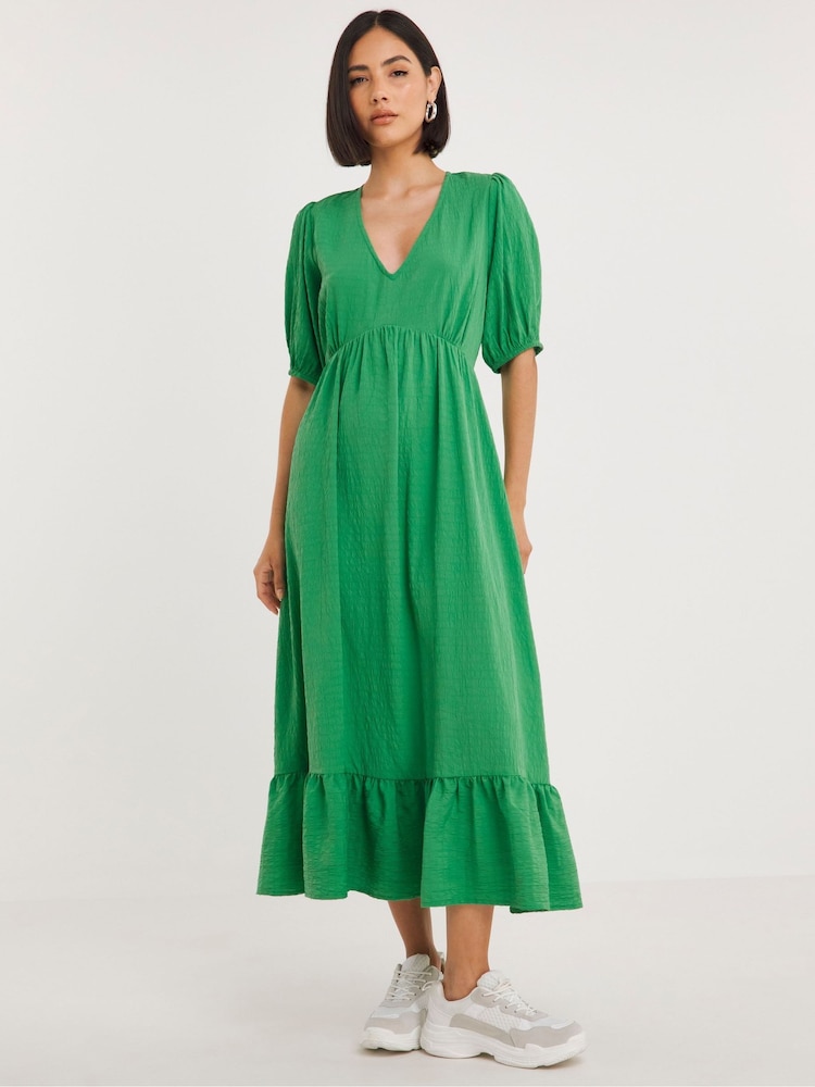 Simply Be Green Textured Midi Dress - Image 1 of 4