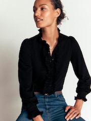 Boden Black Mega Frill Blouse - Image 1 of 5