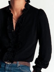 Boden Black Mega Frill Blouse - Image 2 of 5