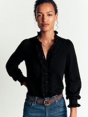 Boden Black Mega Frill Blouse - Image 4 of 5