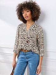Cotton Traders Grey Printed Crinkle Tunic - Image 1 of 4
