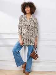 Cotton Traders Grey Printed Crinkle Tunic - Image 2 of 4