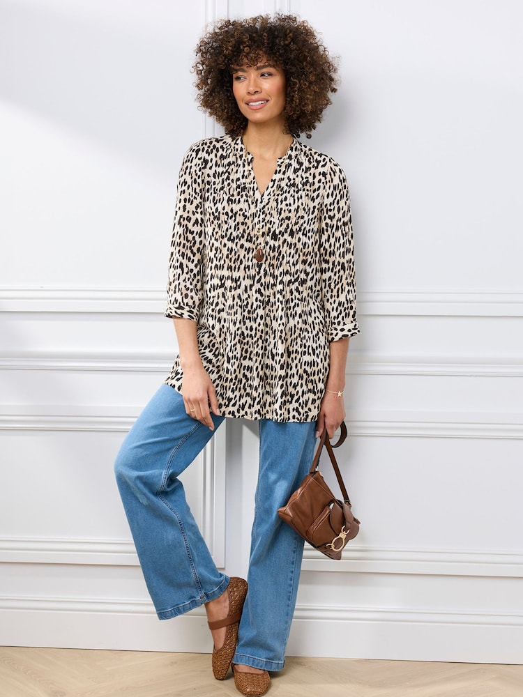 Cotton Traders Grey Printed Crinkle Tunic - Image 2 of 4 Cotton Traders Grey Printed Crinkle Tunic - Image 2 of 4