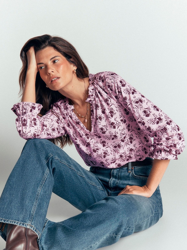 Boden Pink Pia Ruffle Trim Blouse - Image 1 of 7 Boden Pink Pia Ruffle Trim Blouse - Image 1 of 7