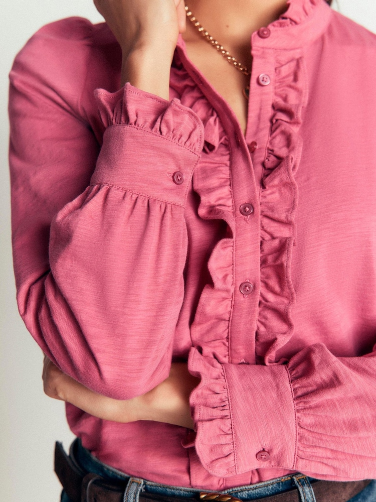 Boden Pink Mega Frill Blouse - Image 2 of 5 Boden Pink Mega Frill Blouse - Image 2 of 5