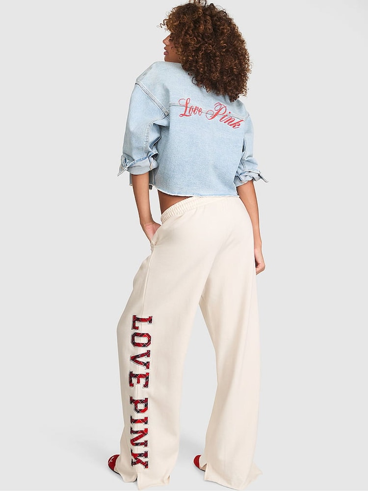 Victoria's Secret PINK Cosy White Tartan Wide Leg Fleece Joggers - Image 3 of 3 Victoria's Secret PINK Cosy White Tartan Wide Leg Fleece Joggers - Image 3 of 3