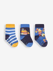 JoJo Maman Bébé Jungen Socken mit Baggerprints im 3er-Pack - Bild 1 von 1