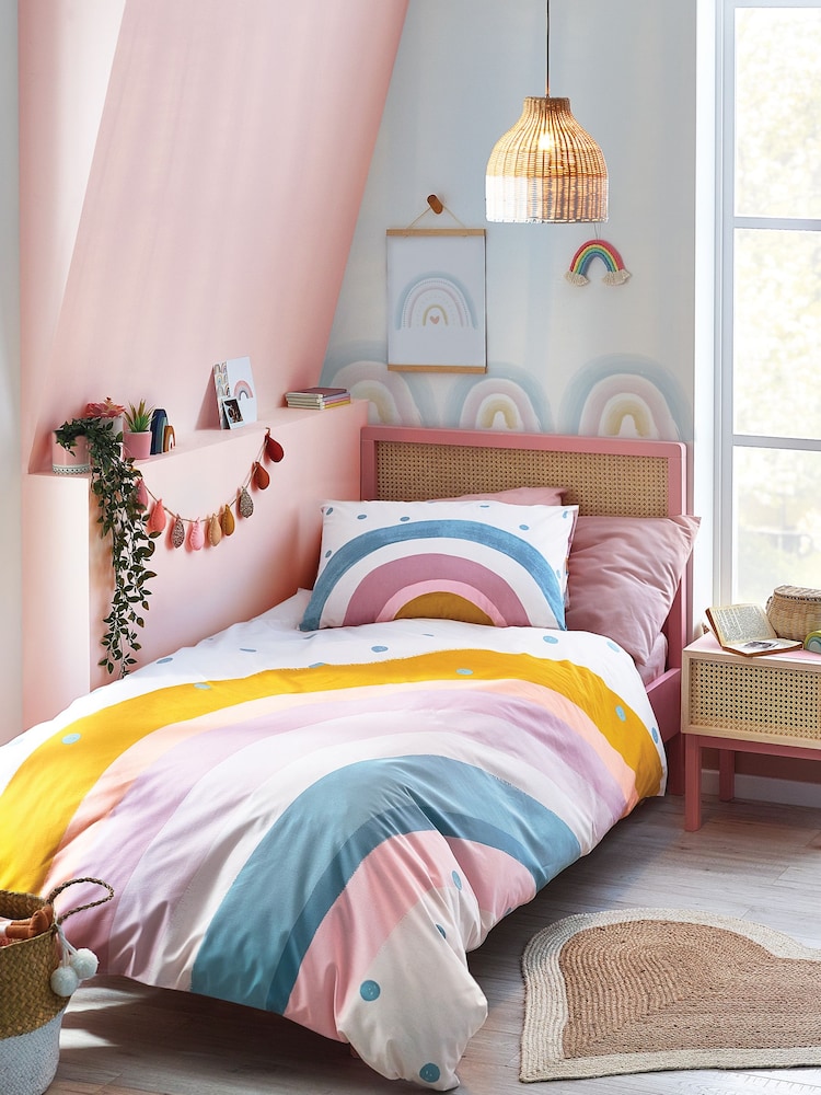 Natural Kids Scandi Rainbow Reversible Duvet Cover And Pillowcase Set - Image 1 of 5