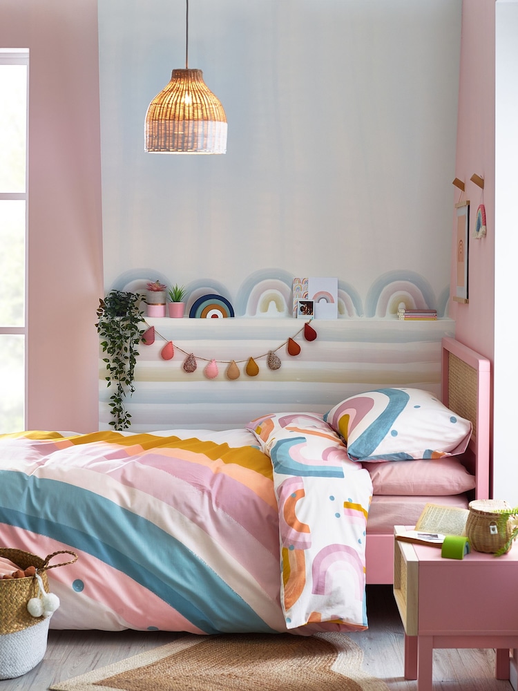 Natural Kids Scandi Rainbow Reversible Duvet Cover And Pillowcase Set - Image 2 of 5
