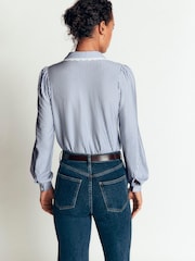 Boden Blue Lena Lace Frill Collar Blouse - Image 3 of 5