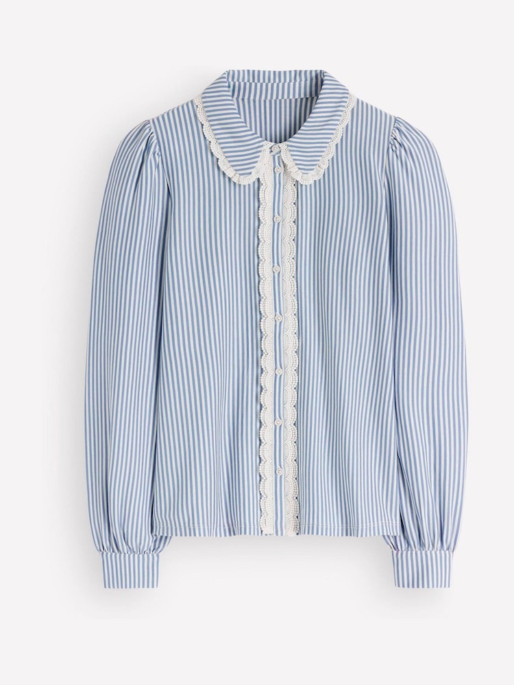 Boden Blue Lena Lace Frill Collar Blouse - Image 5 of 5 Boden Blue Lena Lace Frill Collar Blouse - Image 5 of 5