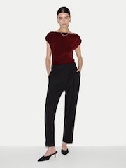 红色 - Jigsaw Velvet Ruched Top - 6的图像3｝