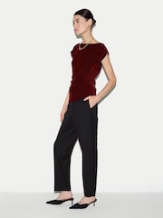 红色 - Jigsaw Velvet Ruched Top - 6的图像5｝
