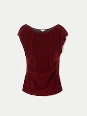 红色 - Jigsaw Velvet Ruched Top - 6的图像6｝