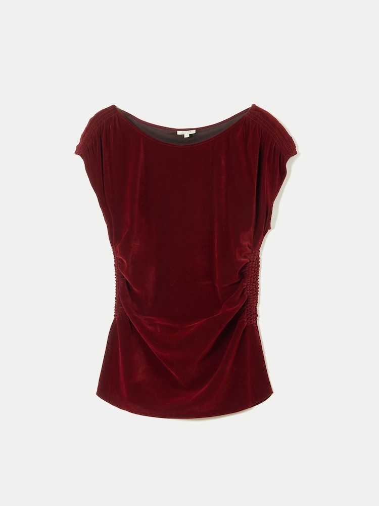 红色 - Jigsaw Velvet Ruched Top - 6的图像6｝