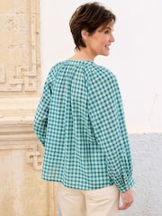 Cotton Traders Green Gingham Blouse - Image 2 of 4