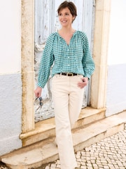 Cotton Traders Green Gingham Blouse - Image 3 of 4
