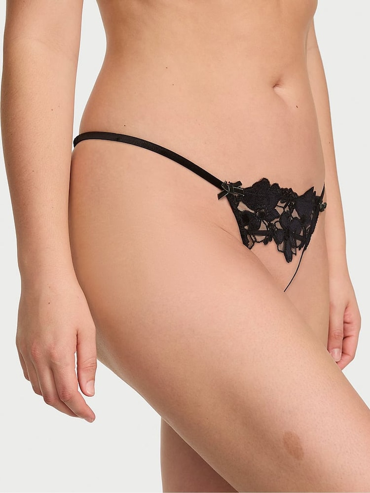 Victoria's Secret Black Crotchless Angel Velvet Embroidery Knickers - Image 2 of 3 Victoria's Secret Black Crotchless Angel Velvet Embroidery Knickers - Image 2 of 3