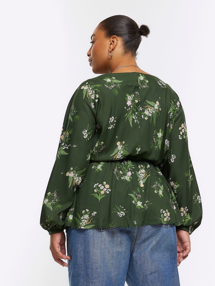 River Island Plus Wickeloberteil mit Blumenmuster - Bild 2 von 3