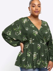 River Island Plus Wickeloberteil mit Blumenmuster - Bild 3 von 3