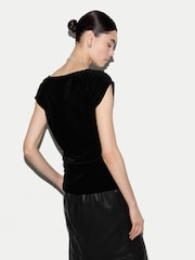 黑色 - Jigsaw Velvet Ruched Top - 7的图像2｝