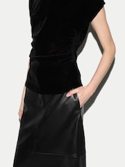 黑色 - Jigsaw Velvet Ruched Top - 7的图像4｝