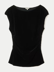 黑色 - Jigsaw Velvet Ruched Top - 7的图像7｝