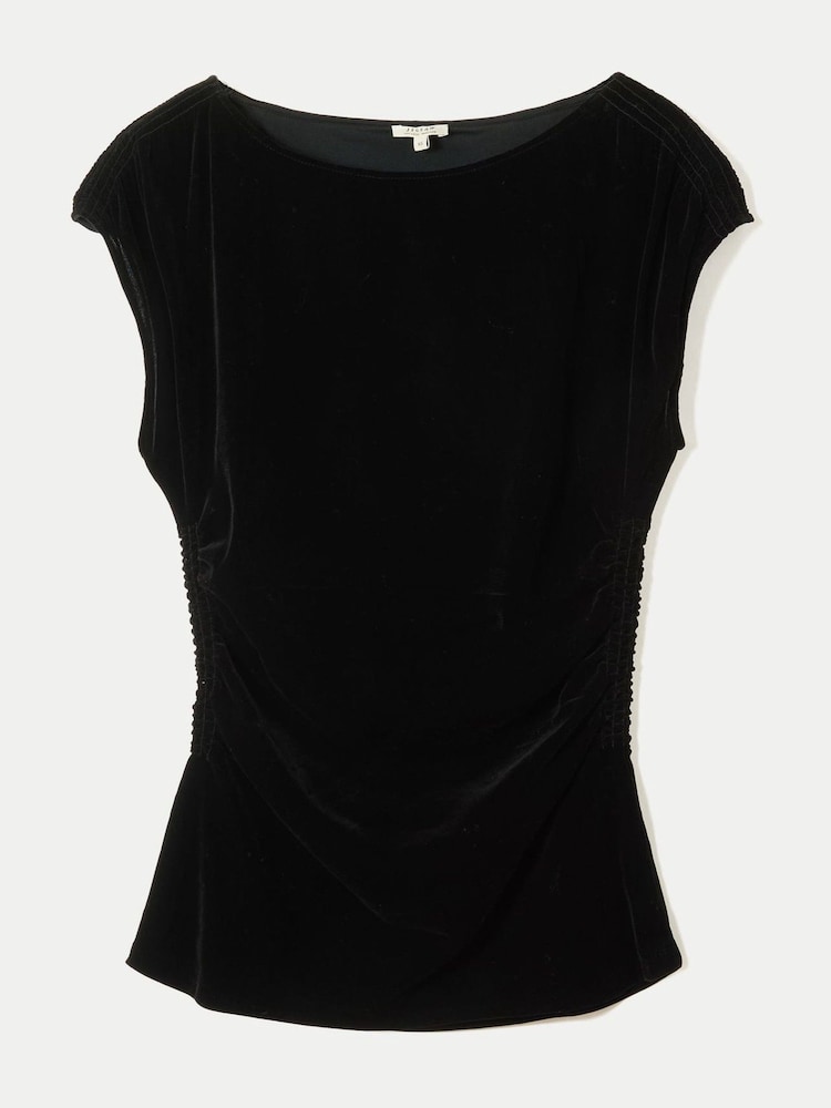 黑色 - Jigsaw Velvet Ruched Top - 7的图像7｝