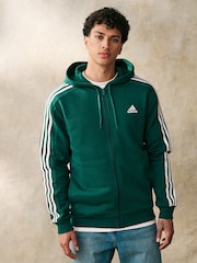 adidas Green Essentials Fleece 3 Stripes Zip Up Hoodie - Image 1 of 6