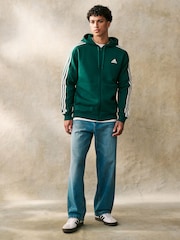 adidas Green Essentials Fleece 3 Stripes Zip Up Hoodie - Image 2 of 6