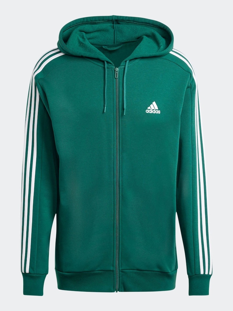 adidas Green Essentials Fleece 3 Stripes Zip Up Hoodie - Image 6 of 6