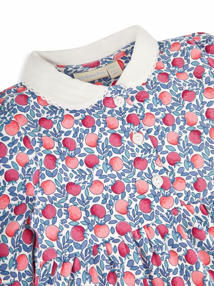JoJo Maman Bébé Pink Apple Peter Pan Dress - Image 4 of 4