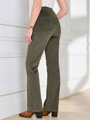 Cotton Traders Dark Forest Green Stretch Cord Straight Leg Jeans 29 - Image 3 of 4