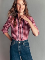 Boden Pink Sienna Frill Cotton Shirt - Image 5 of 6