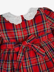 JoJo Maman Bébé Red Girls' Tartan Smocked Party Dress - Image 3 of 5