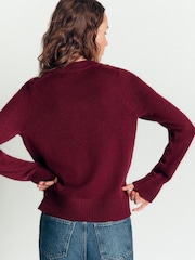 Boden Purple Ella Embroidered Knit Cardigan - Image 3 of 6