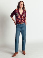 Boden Purple Ella Embroidered Knit Cardigan - Image 4 of 6