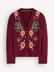 Boden Purple Ella Embroidered Knit Cardigan - Image 5 of 6