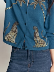 Boden Blue Ria Embellished Knit Cardigan - Image 2 of 6