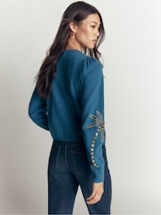 Boden Blue Ria Embellished Knit Cardigan - Image 3 of 6