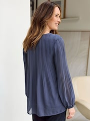 Cotton Traders Grey Pleated Chiffon Blouse - Image 2 of 4