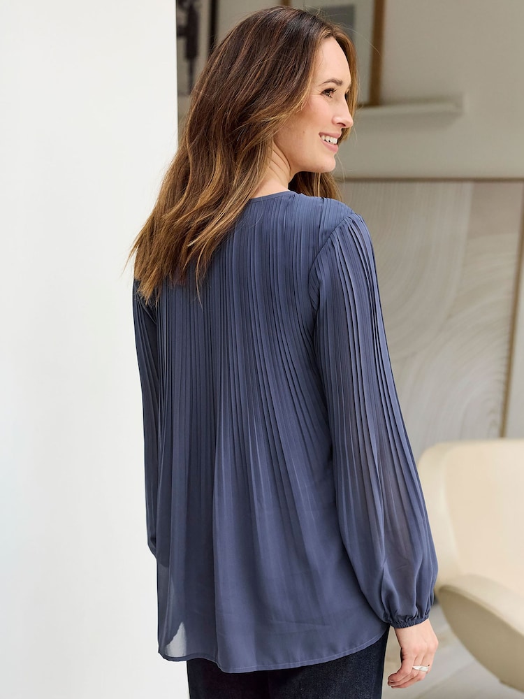 Cotton Traders Grey Pleated Chiffon Blouse - Image 2 of 4