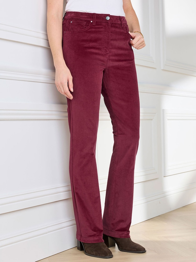 Cotton Traders Ruby Red Premium Pull On Cord Trousers 27 - Image 2 of 4