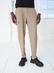 Neutral Relaxed Tapered EDIT Twill Cargo Trousers - Image 1 of 10