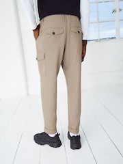 Neutral Relaxed Tapered EDIT Twill Cargo Trousers - Image 3 of 10