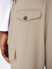 Neutral Relaxed Tapered EDIT Twill Cargo Trousers - Image 5 of 10