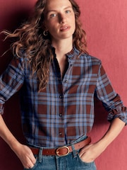 Boden Brown Sienna Frill Cotton Shirt - Image 1 of 5