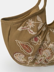 Accessorize Green Oversized Floral Embroidered Shoulder Bag - Image 2 of 2